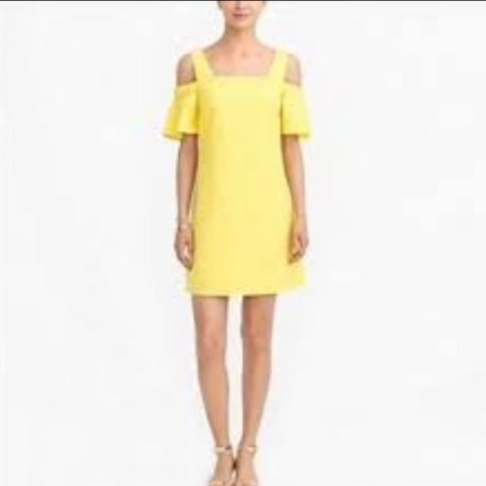 J. Crew Cold Shoulder Yellow Dress